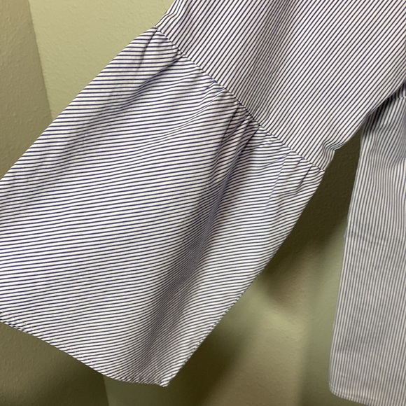 J crew striped button‎ up shirt collarless - Picture 4 of 8